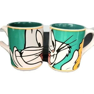 Warner Brothers Looney Tunes Bugs Bunny Coffee Mug Cup By Gibson 12oz 1998 Set 2